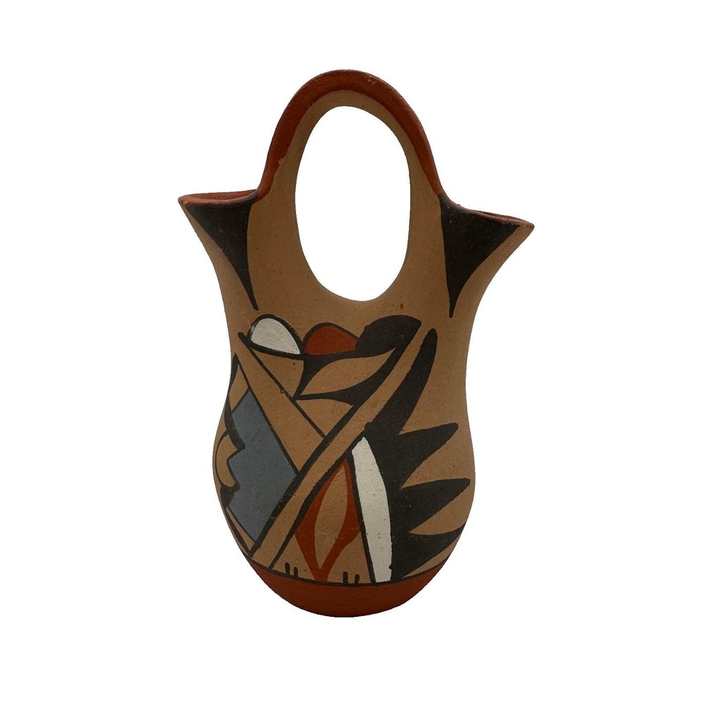 Vintage Native American Jemez Pueblo Wedding Vase by Pauline Romero Signed PL 12